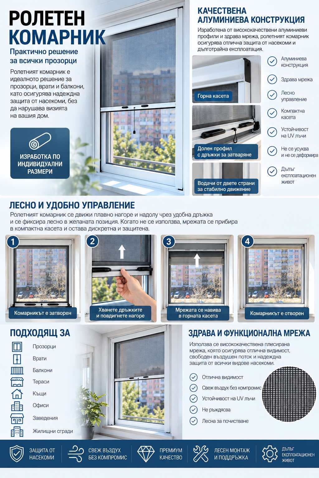 Информация за Ролетни комарници – практична защита от насекоми